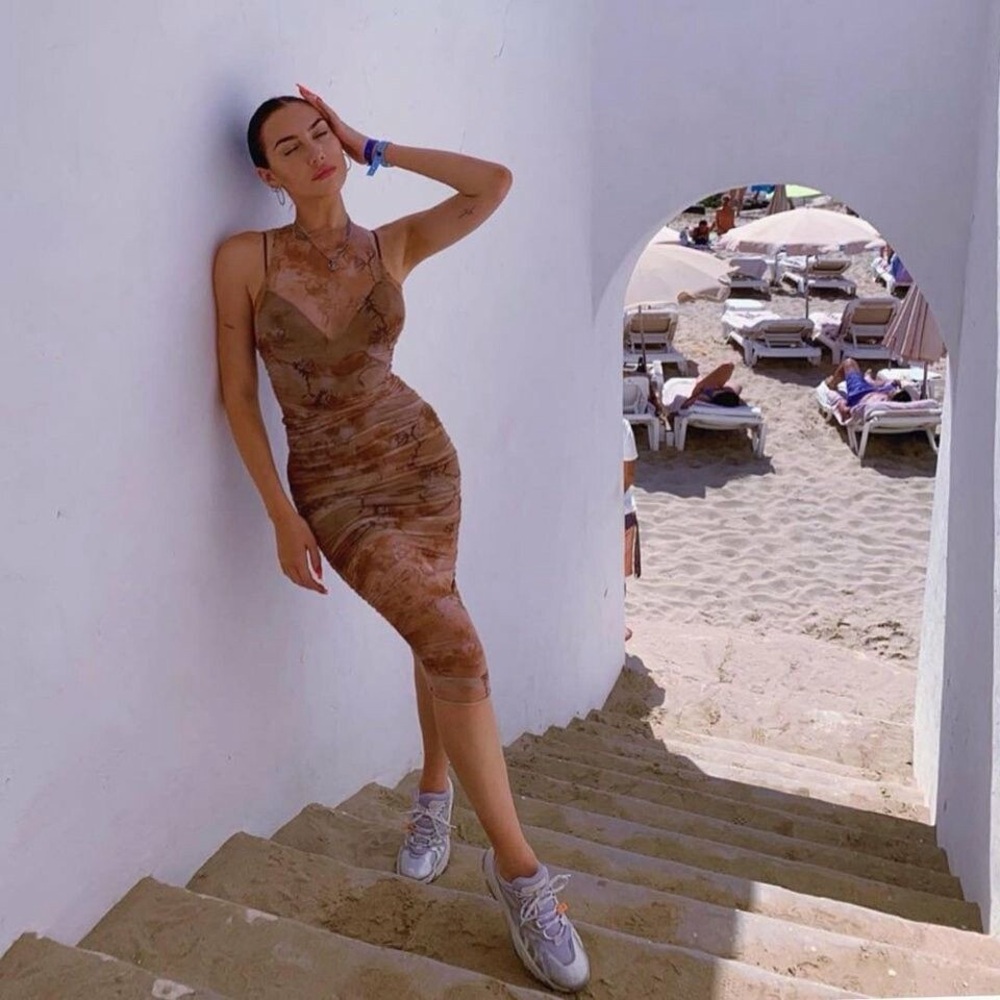 I AM GIA crescent mesh dress